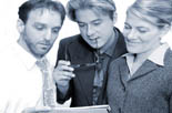 project management consulting image, reviewing controlled budget and controlled schedule with project management advisors